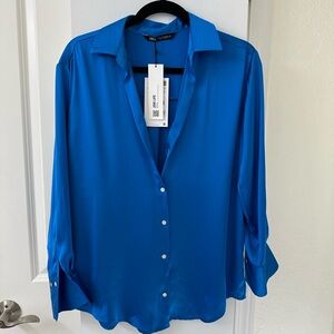Zara Vibrant Blue Collared Shirt